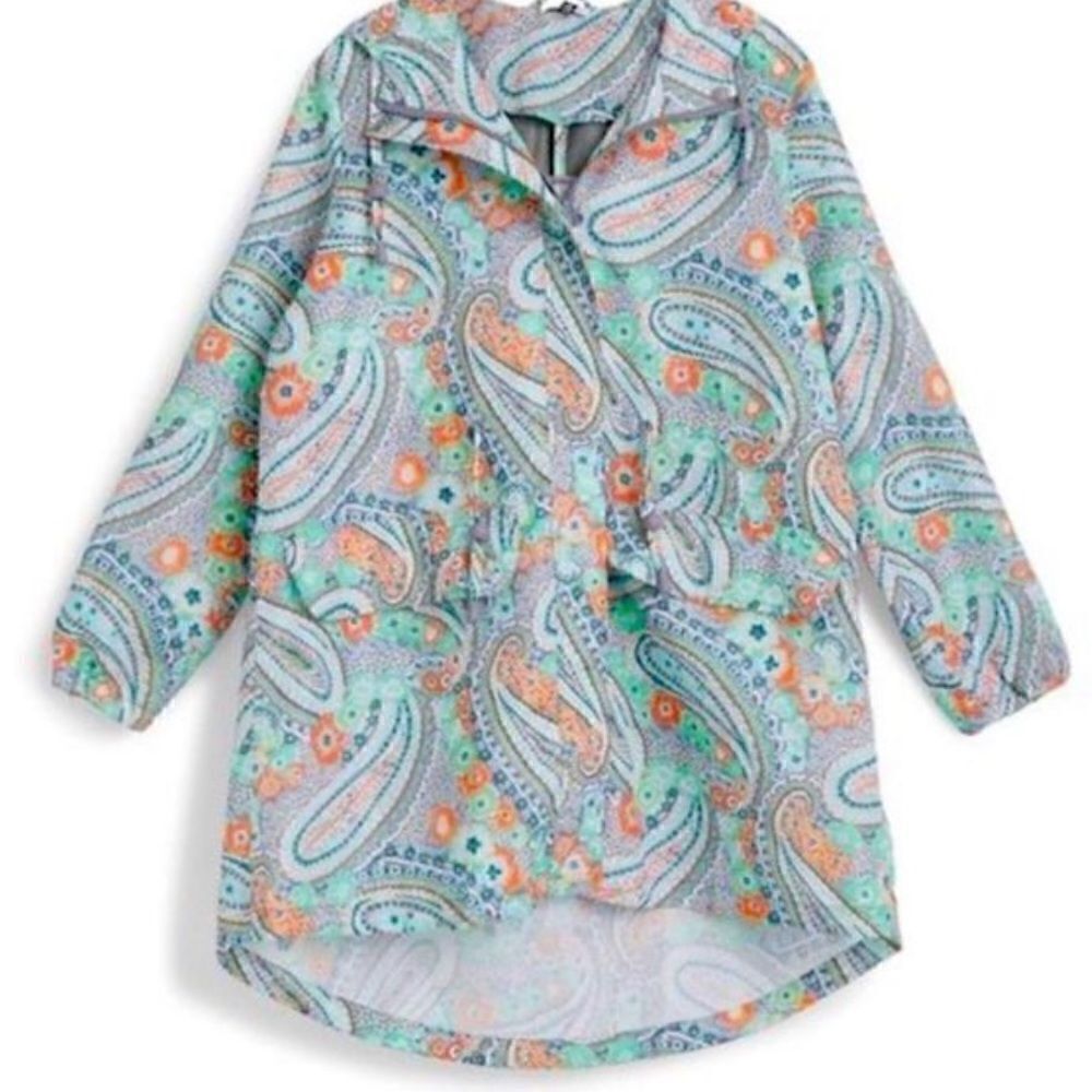 Vera Bradley Packable Rain Coat in Citrus Paisley Medallion
